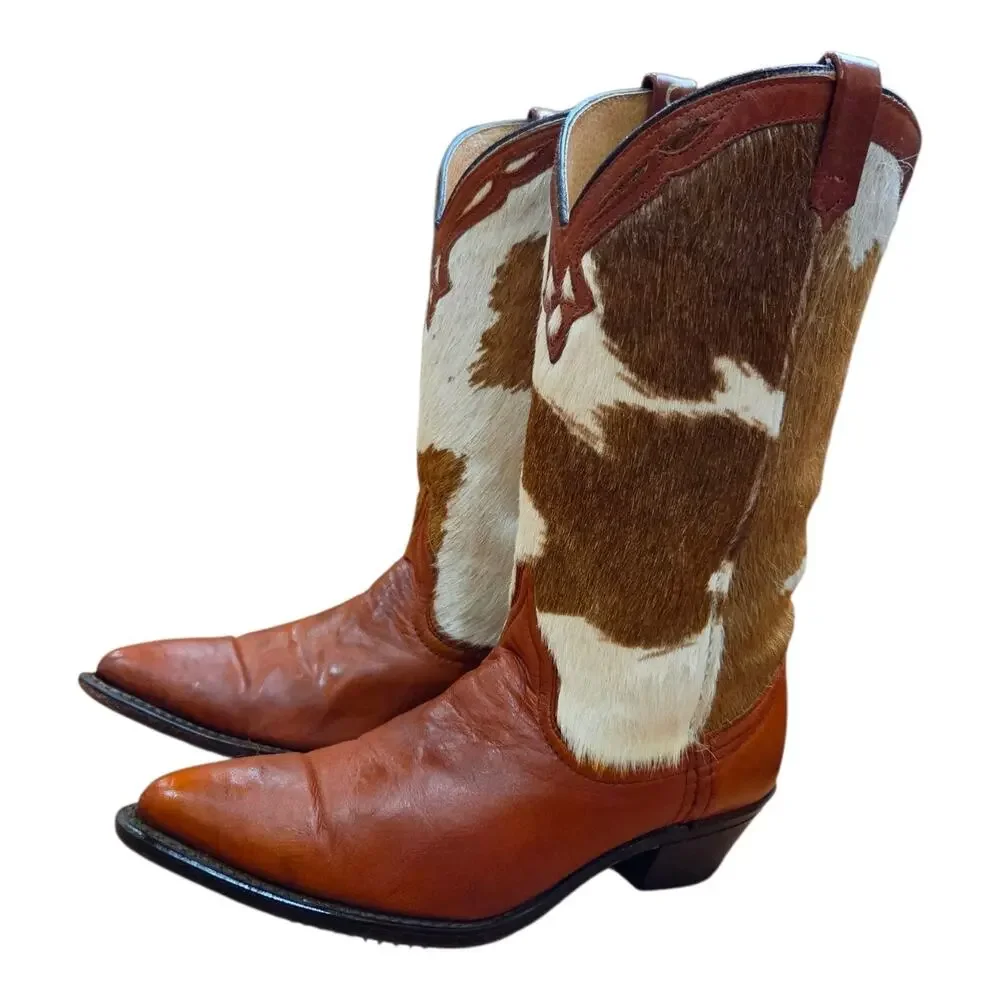 Vintage Women's Dingo Hair-on-Hide Boots, Sz 7.5